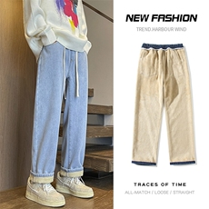 加绒加厚牛仔裤宽松直筒休闲裤KN12P40加绒P50，男装牛仔裤，电商D325