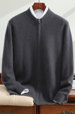 男士加厚羊绒开衫秋季新款长袖高领毛衣保暖时尚外套，男装羊绒开衫，恒标羊绒