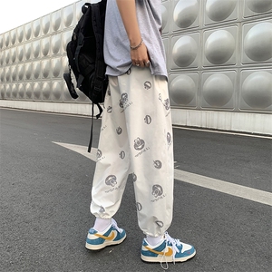 夏天宽松运动束脚高街休闲裤满印印花运动阔腿裤 现货 K448-P28图片