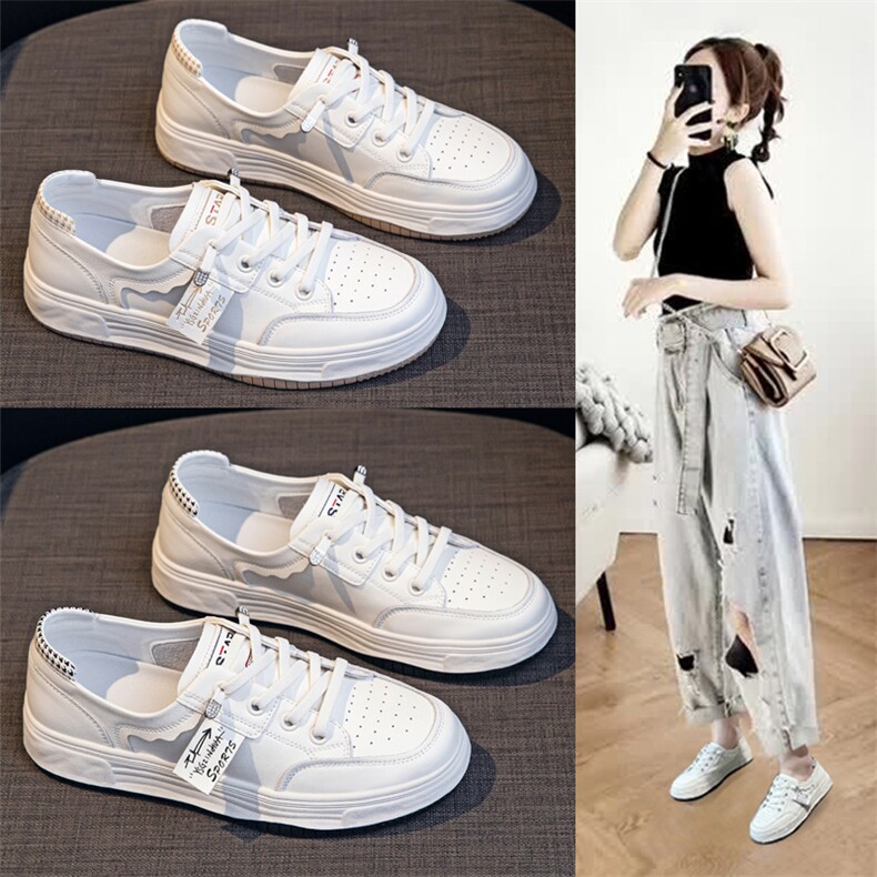 真皮小白鞋女2023新款浅口一脚蹬女式休闲单鞋网红学生韩版女鞋子,女鞋休闲鞋,电商A223