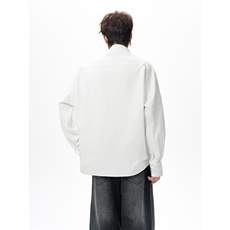 春秋男士原创撞色拼接铆钉假两件衬衣宽松休闲衬衫外套，男装衬衫，电商B319
