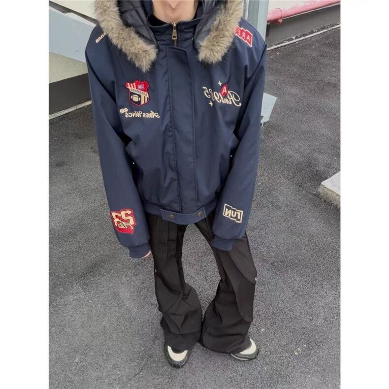 1506-1/MJK80361/P86原宿日系羊羔毛棉服冬男棉袄保暖棉衣厚潮流图片
