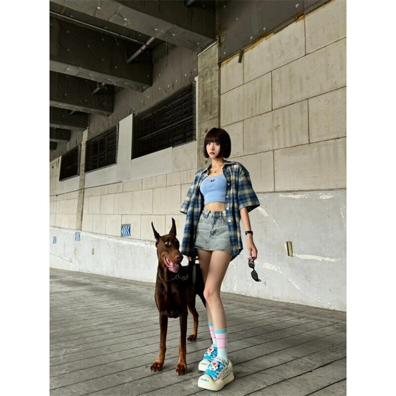 CS02ZZ-特P35法兰绒格子衬衫短袖男款夏季vintage金属纽扣衬衣,男装T恤,星座1007（原301D）