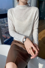 优雅气质高领羊毛针织衫百搭时尚显瘦修身毛衣，女装针织衫/毛衣，绒宛羊绒