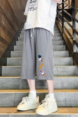 QK72165-P25冰丝七分裤男大码速干短裤男五分裤港风风格，男装休闲裤，电商A040