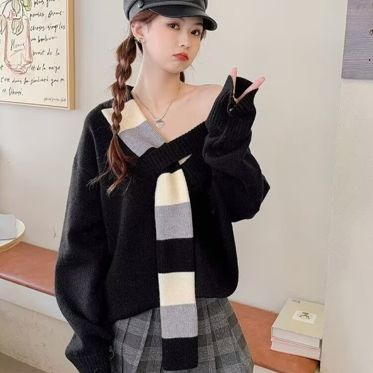 1506-1/MY4191/P56小众设计围巾领红色圣诞毛衣男女冬季情侣装V领,男装针织衫/毛衣,星座1506-1