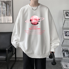 华夫格卫衣圆领卫衣男大码长袖t恤男外套HW76184-P30加绒款-P40，男装卫衣，电商A040