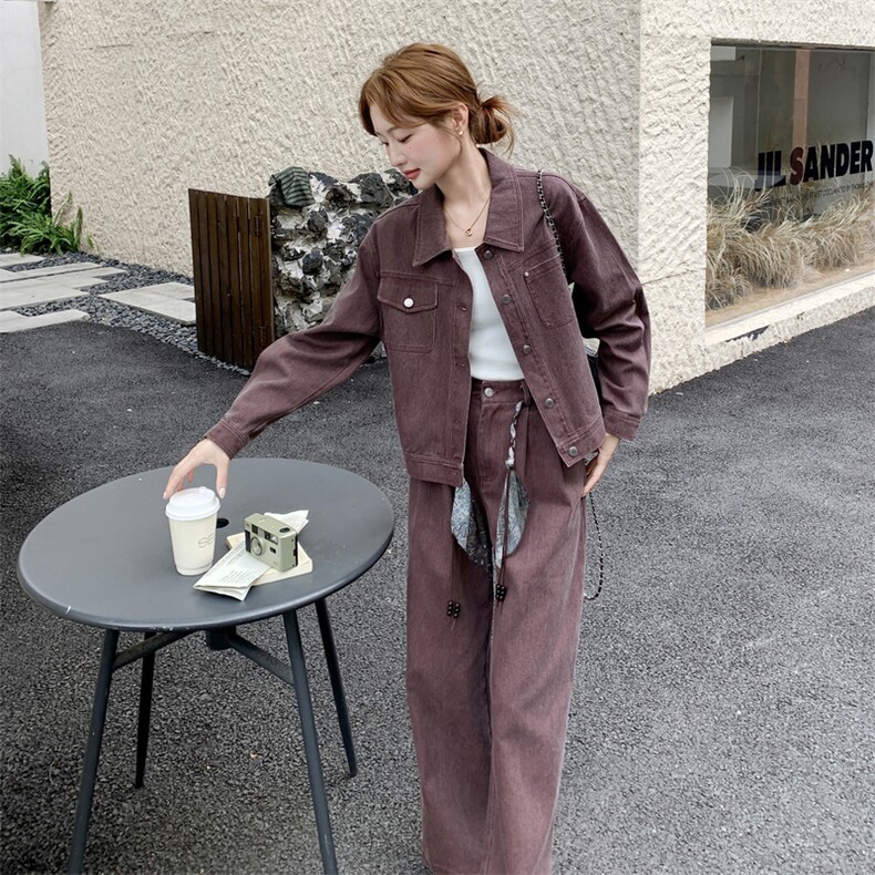 已25秋【新品】韩系工装休闲水洗牛仔套装5517-P205-K299,女装套装/套裙,2C305