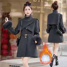 2025年冬季90白鸭绒中长款韩系小香风淑女羽绒服中长款针织领套装，女装毛呢外套，韩宇舍