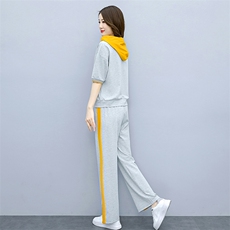 时尚休闲卫衣套装两件套2024春秋新款大码女装时尚轻熟阔腿裤套装，女装套装/套裙，梦依杭