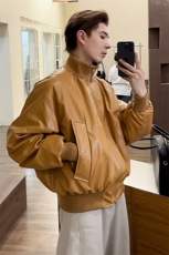 PU皮立领羽绒服男冬加厚保暖90白鸭绒飞行员皮夹克夹yrf777-TP245，男装夹克，电商A089-1