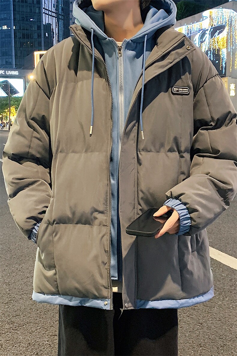 冬季男休闲时尚潮流假两件套连帽加厚保暖棉袄潮流棉衣1101-P65,男装棉衣,星座1403A