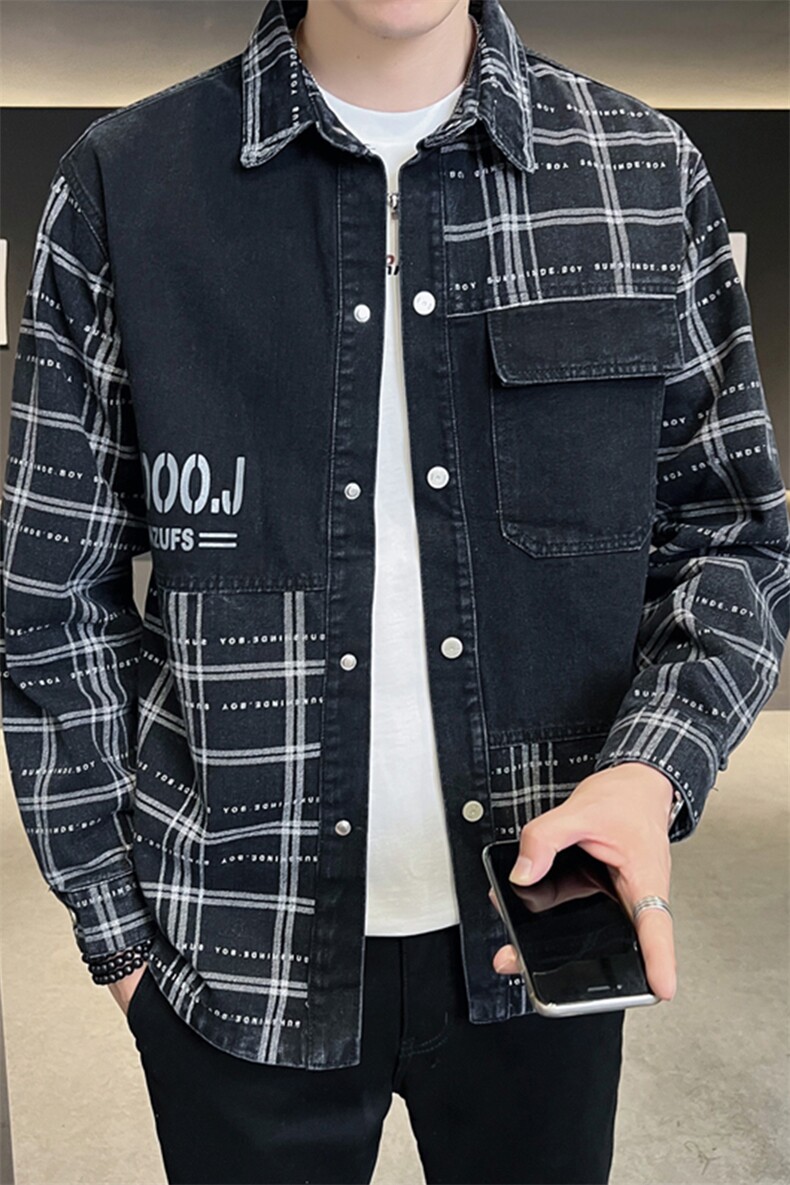2023新款夹克外套男秋冬牛仔渐变洗水大码宽松休闲外套jk810-p98,男装夹克,电商D303