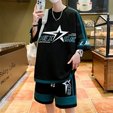 2025新款青少年休闲短袖套装面料超好大货以备，男装休闲套装，星座1206（原A206）