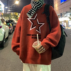 特批港风夜景星星印花宽松圆领毛衣M1063P45控68，男装针织衫/毛衣，电商A247