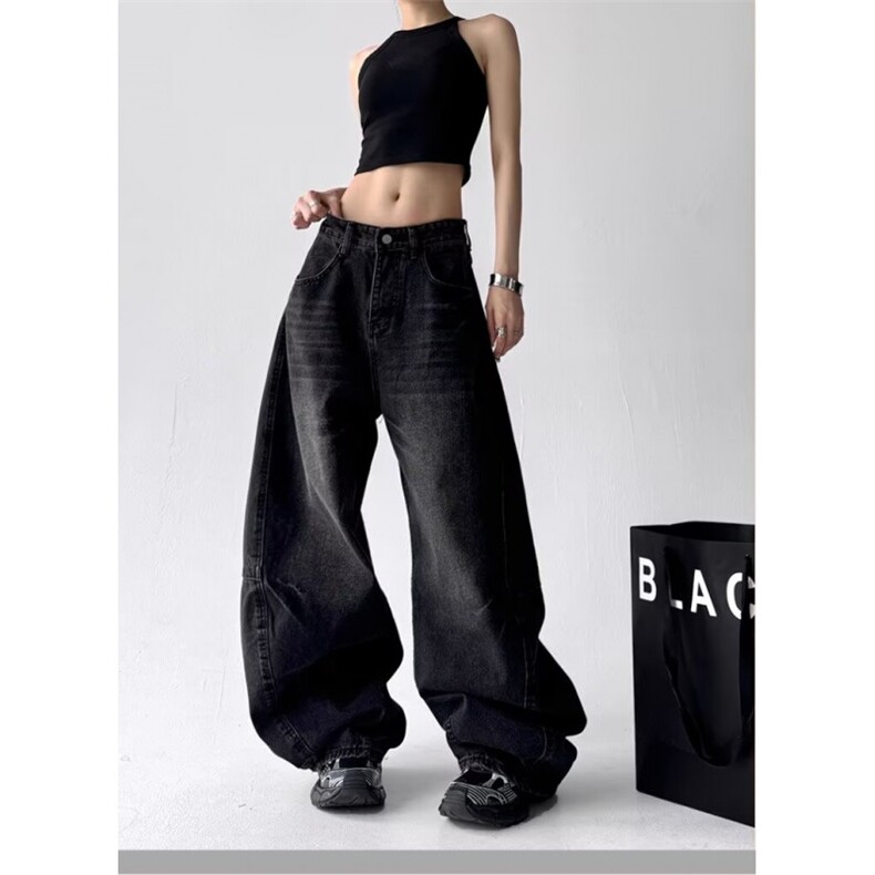 美式复古水洗做旧弯刀牛仔裤男女痞帅设计感休闲长裤潮N0392-P53，男装牛仔裤，星座308B-2