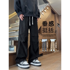 休闲裤男士秋季2024新款美式垂感阔腿潮牌宽松直筒裤1006-特批-35图片