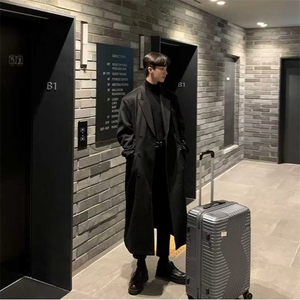 现货长款毛呢大衣男秋冬季韩版英伦风宽松保暖呢子潮流百搭情侣风图片