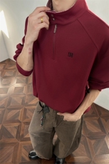 秋冬男士美式半拉链立领运动卫衣男女潮牌秋季情侣外套Polo衫p55，男装Polo衫，电商B319