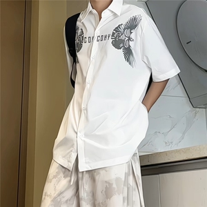 2025夏装飞鹰印花短袖衬衫男夏季宽松休闲半袖衬衣 CS608-特P40图片