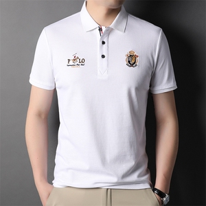 2023夏装中年男士短袖t恤夏季中老年纯棉polo衫上衣宽松衣服男装图片