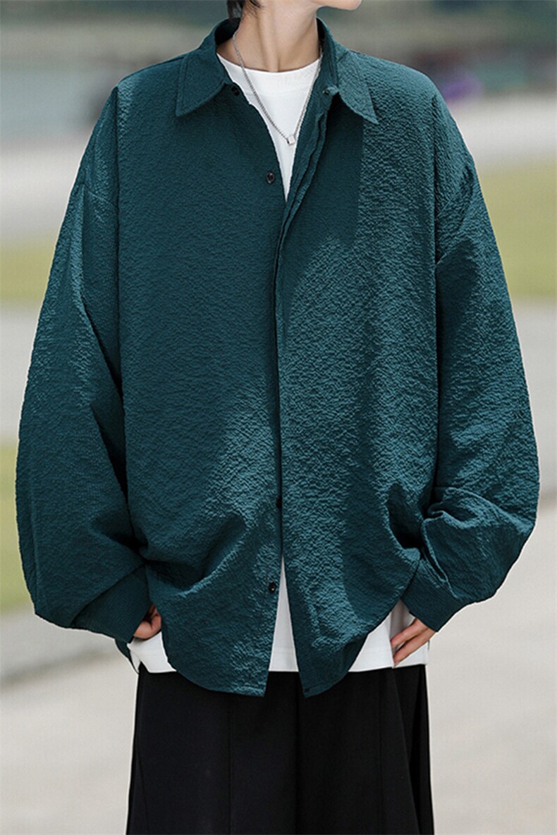 8XL-M泡泡纱盐缩肌理长袖衬衫男夏季冰丝外套防晒衬衣CS29007P40,男装衬衫,电商B312