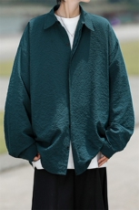 8XL-M泡泡纱盐缩肌理长袖衬衫男夏季冰丝外套防晒衬衣CS29007P40，男装衬衫，电商B312