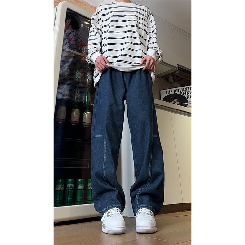 现货原宿复古水洗阔腿工装灯笼裤宽松大码牛仔裤男K660-P55控78,男装牛仔裤,星座205-5