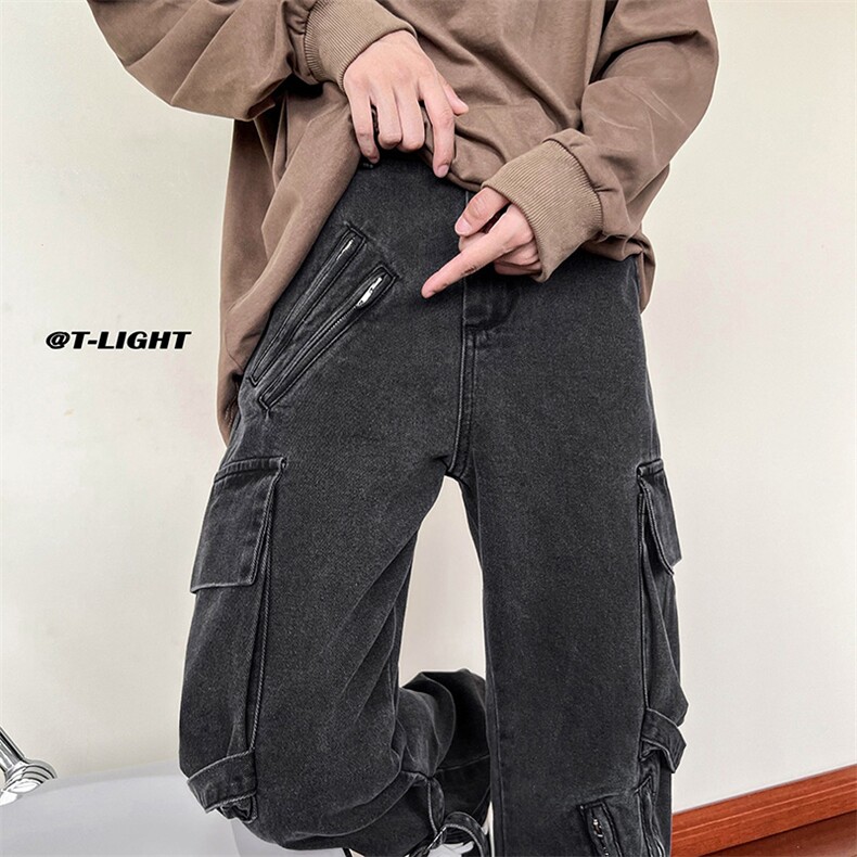 B221秋冬新款美式ins高街小众休闲工装牛仔裤子LK22069-P75控98,男装牛仔裤,电商B221