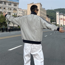 抖音得物高品质美式高街重磅结构设计拼接织带立领卫衣外套CM42，男装卫衣，电商A486