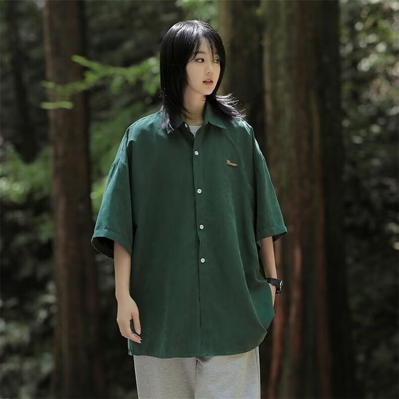 文艺衬衫男女短袖韩版潮流百搭学院风2024夏季ins外套CY833-P32,男装衬衫,星座412-2