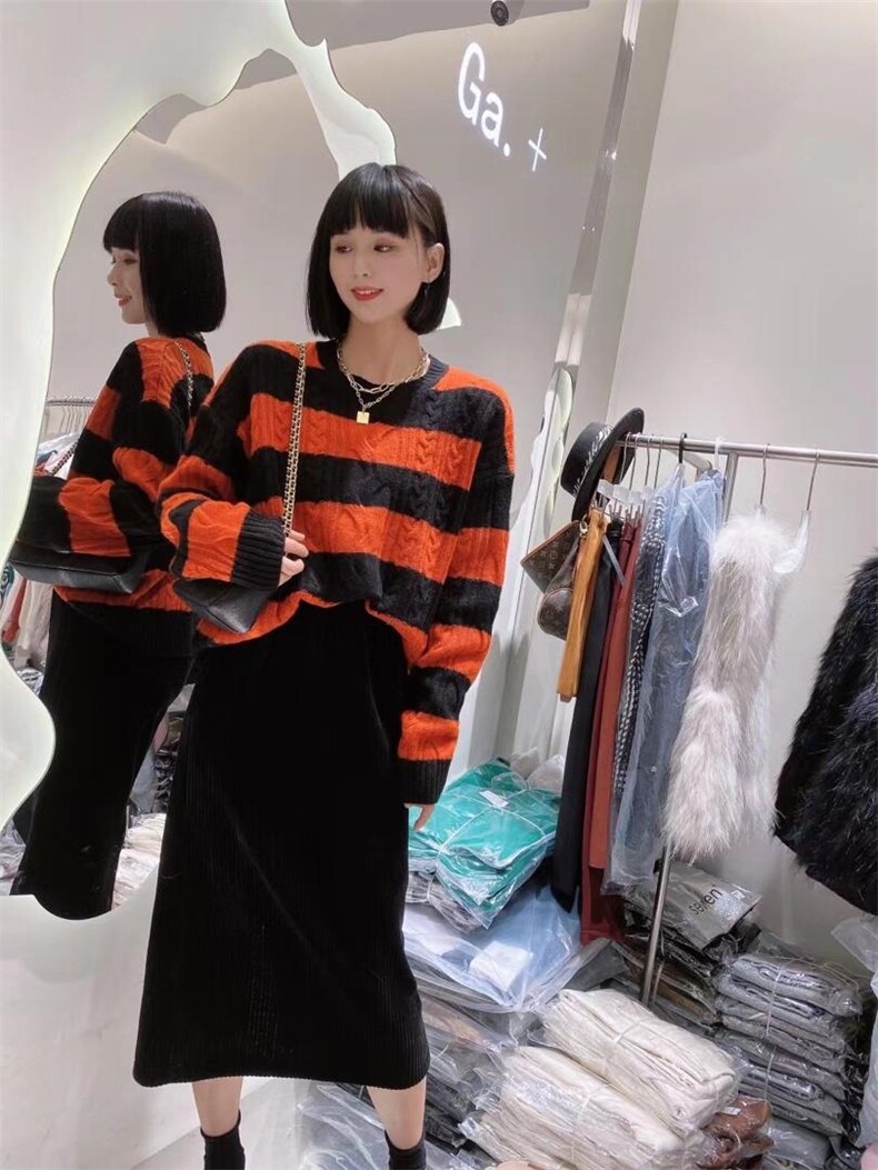 彩条毛衣，女装针织衫/毛衣，TANG.+