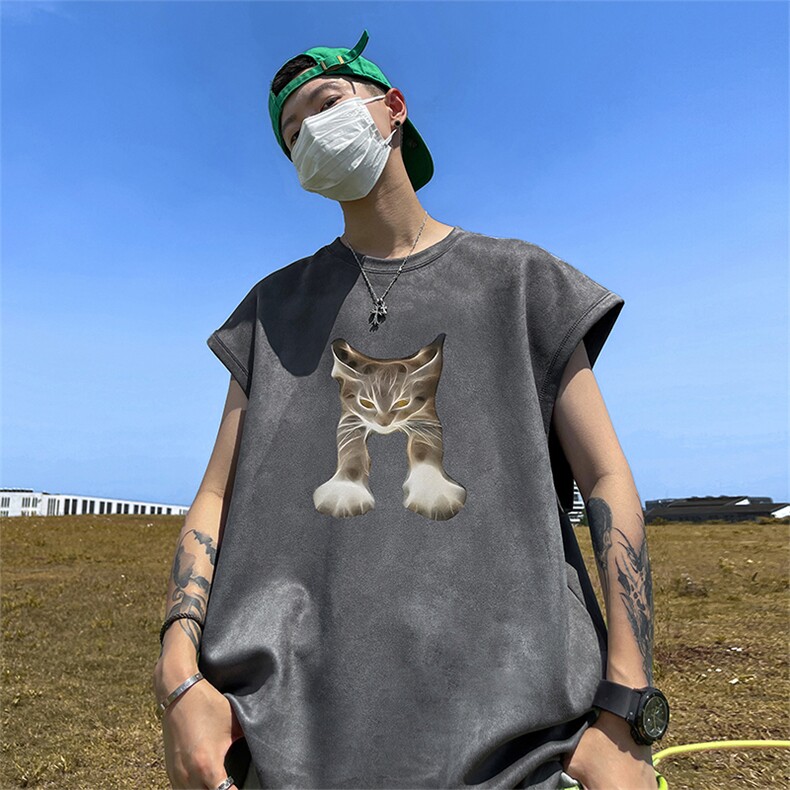 量大优供视频得物直播品230克夏季麂皮绒背心无袖T恤BJ252,男装背心/马甲,电商A486