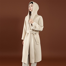 2025年秋季通勤简约休闲双面呢子大衣连帽，女装双面呢大衣，琳尚羊绒