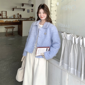 韩版宽松加羽绒小香风粗花呢短款外套2025秋冬新款女时尚上衣潮图片