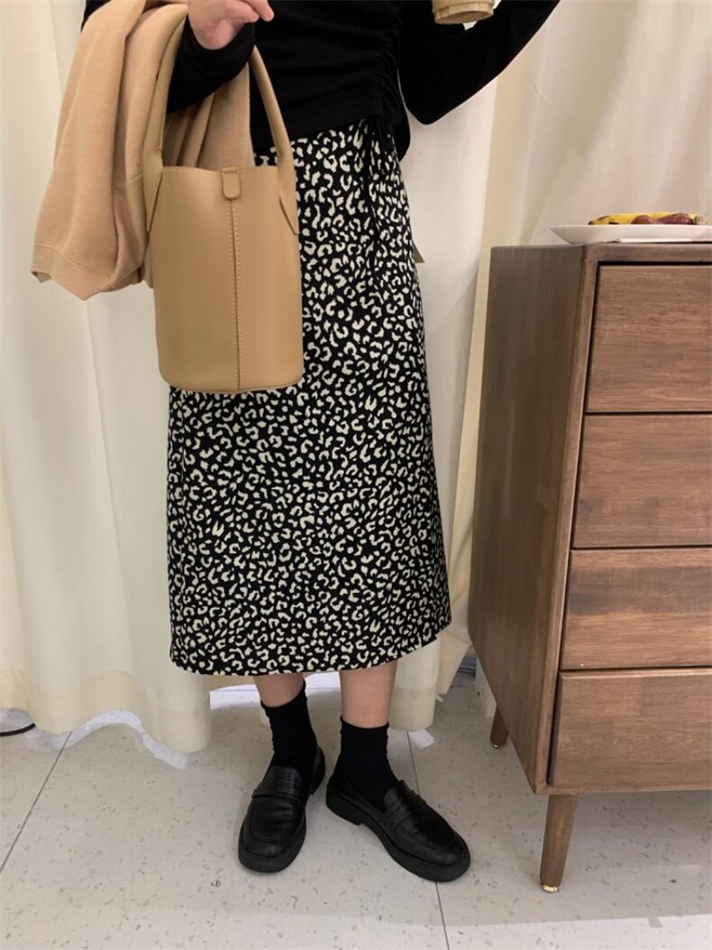 打底+豹纹半裙，女装半身裙，dznkb