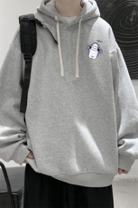 WY2167-P35加绒款-P40纯棉连帽卫衣男大码运动帽衫宽松薄外套男，男装卫衣，电商A040