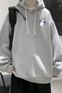WY2167-P35 加绒款-P40 纯棉连帽卫衣男大码运动帽衫宽松薄外套男图片