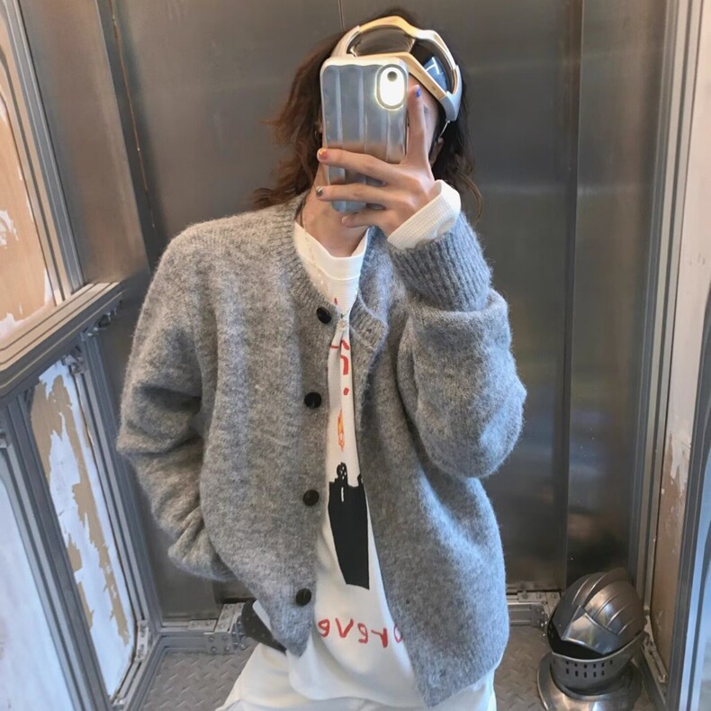 毛衣外套女秋冬宽松外穿复古日系2025年新款短款上衣针织开衫,男装针织衫/毛衣,星座218-8