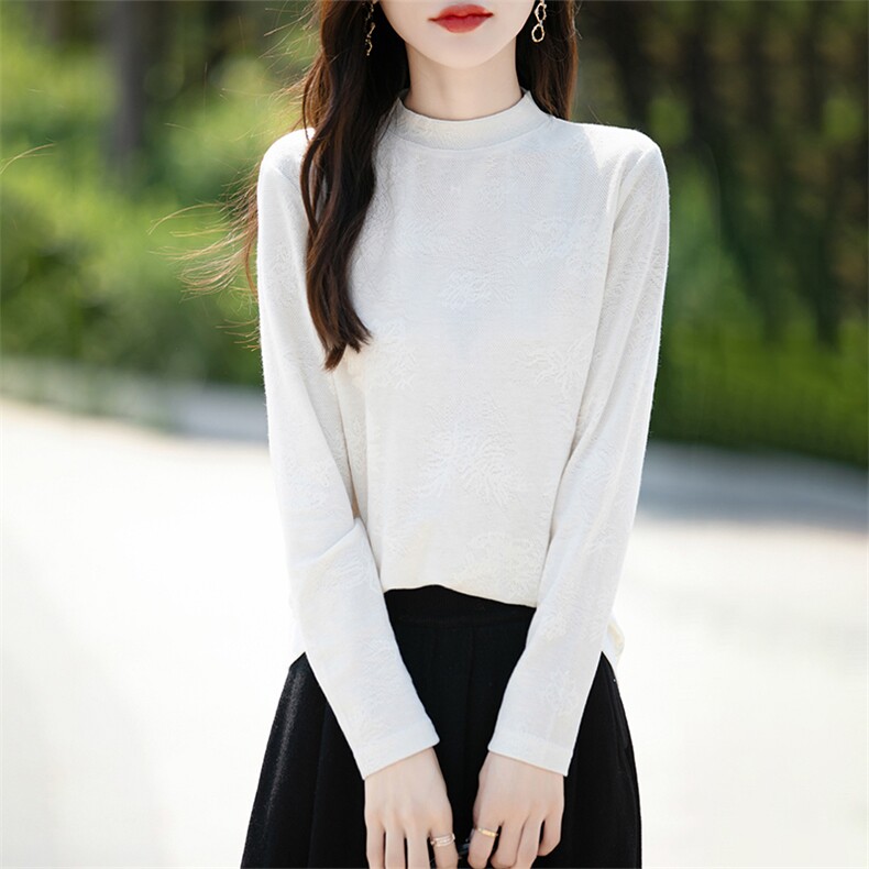 时尚百搭半高领羊毛衫修身显瘦气质女士打底衫优雅温柔风,针织衫/毛衣,绒宛羊绒