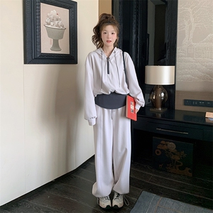 韩系宽松卫衣休闲裤两件套女2025春秋季新款学院风减龄运动套装图片