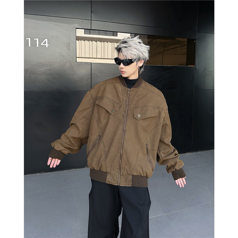 JK856-秋冬短款工装美式复古棒球服潮牌做旧夹克外套,男装夹克,星座1002-2