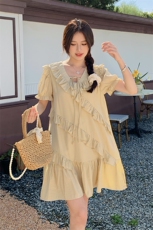 夏季新品主推设计感木耳边连衣裙2C2851805P120K178，女装连衣裙，2C285