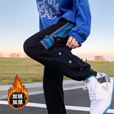 K3165-P50加绒P55秋冬加厚潮牌美式侧边克莱因蓝织带休闲男卫裤，男装休闲裤，电商A009A（原A058A）