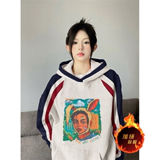 抖音得物供货提供视频秋冬重磅美式宽松接拼连帽卫衣3230，男装卫衣，电商A486