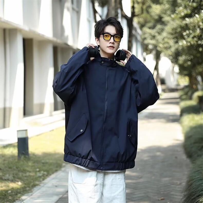 春秋简约日系复古冲锋衣夹克男款秋季宽松百搭棒球服外套JK622,男装夹克,星座1116A-1（原606A）