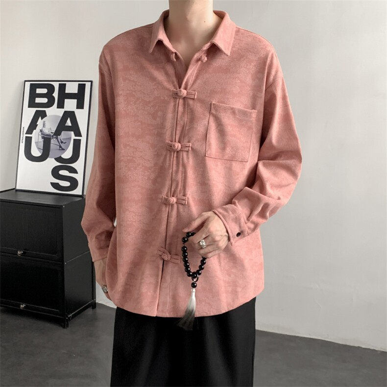 2025秋冬新款灯芯绒清明上河图新中式盘扣唐装汉服2535-P60，男装民族服装，电商A057