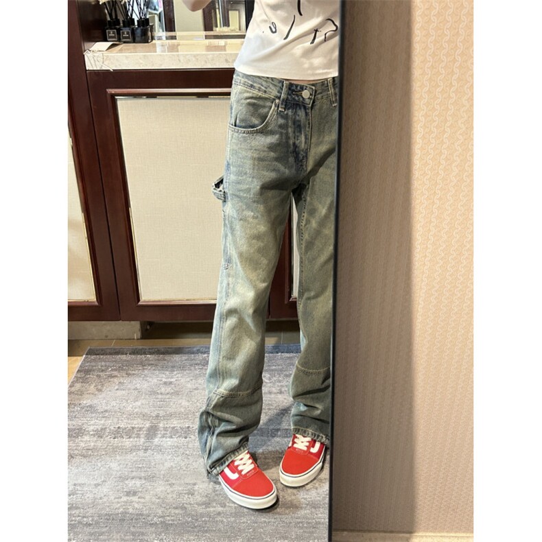 【有货】拉链微喇牛仔裤男美式vibe风裤子高街直筒X222LL-特P45,男装牛仔裤,星座1007（原301D）