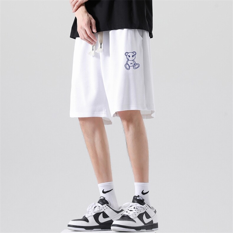 2026夏季新款潮流男士小熊印花华夫格短裤五分裤大码DK701-P15,男装牛仔裤,星座1816-2（原1210–2）