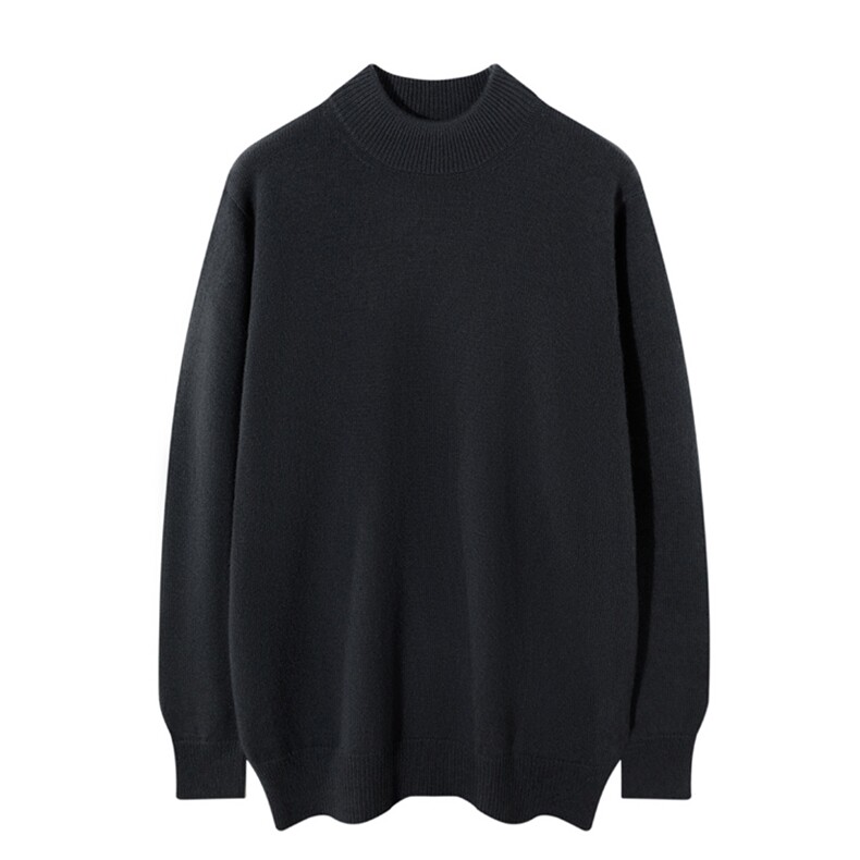 秋冬季新款舒适时尚百搭男士七针双股半高羊绒衫男装，男装羊绒套衫，麦纱纱羊绒